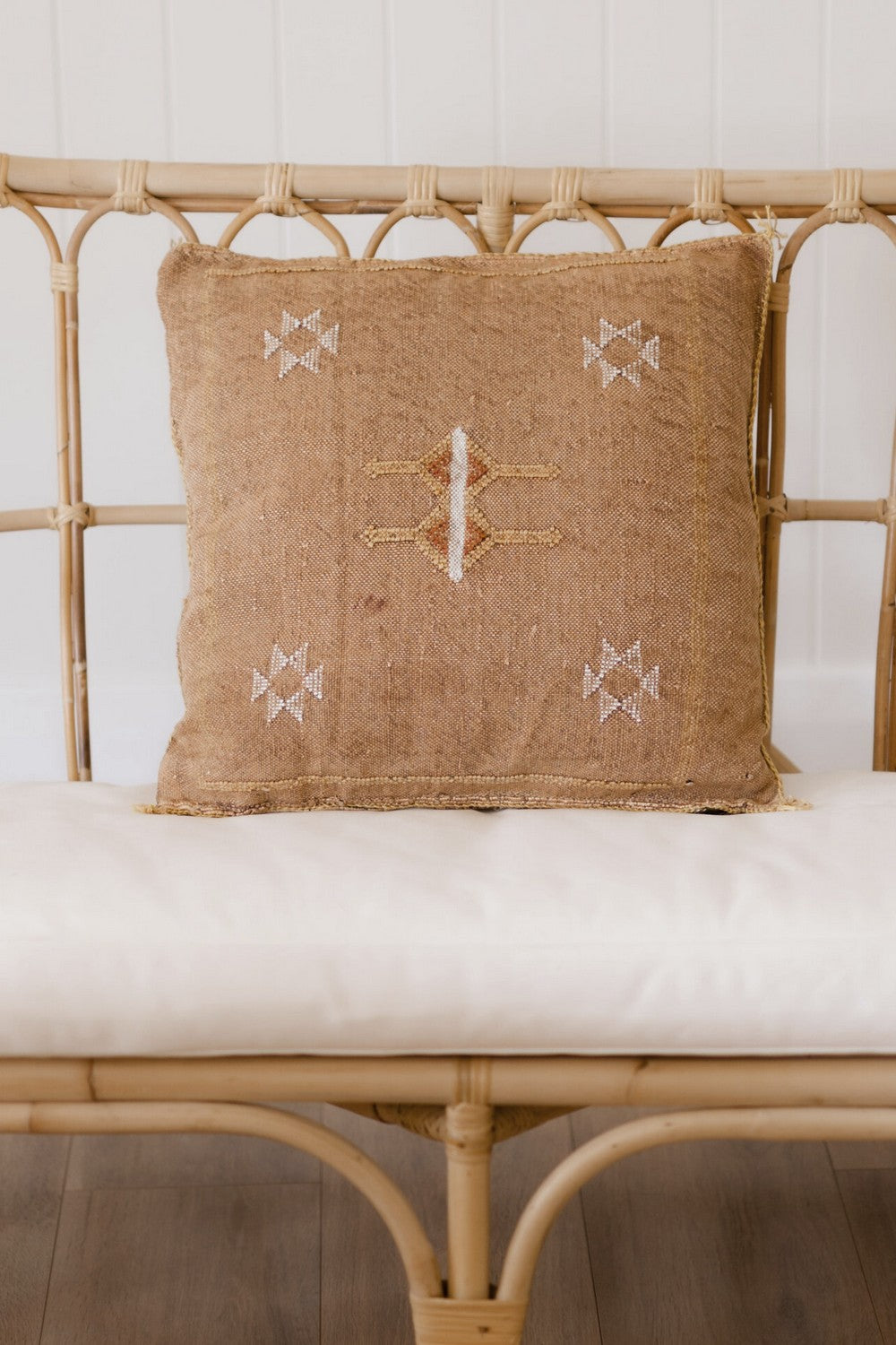 Caramel Cactus Silk Pillow - Artisanal Moroccan Charm | Wild Throw Co.